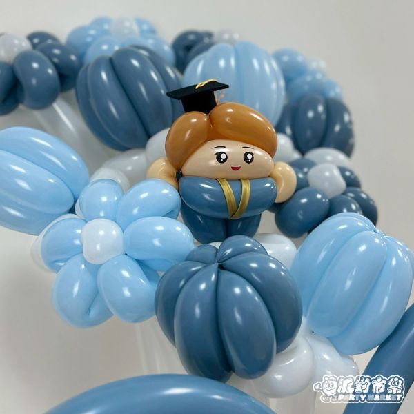 【畢業季】澎派畢業・晴空藍 氣球花束,韓式氣球,畢業氣球,畢業花束,氣球蛋糕帽,氣球花束台北,畢業花束台北,畢業氣球台北