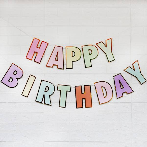 馬卡龍色系生日快樂掛旗 馬卡龍生日掛旗