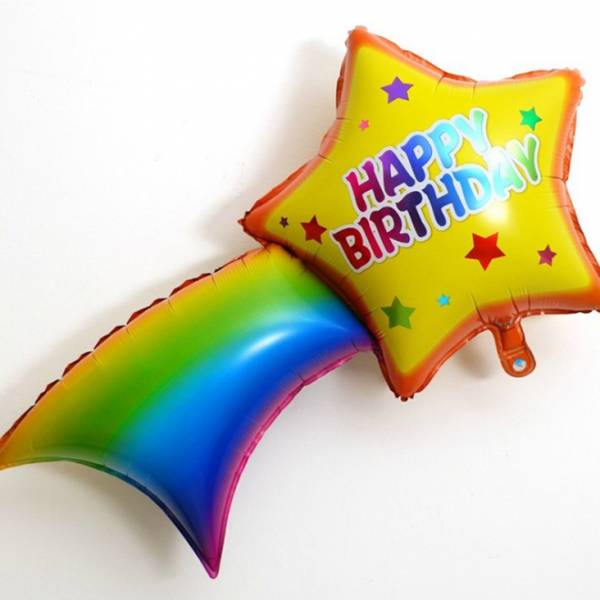 彩虹流星生日快樂鋁膜氣球 鋁膜氣球