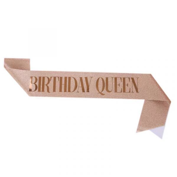 【台北24H出貨】 BIRTHDAY QUEEN生日肩背帶 生日皇冠 玫瑰金皇冠 皇冠 生日背帶 生日佈置 派對 生日道具 拍照道具 慶生佈置 週歲 氣球佈置 生日 抓周 派對慶生 週歲佈置 