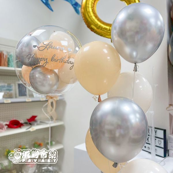 【空飄】溫暖奶油色波波球串 生日佈置,生日氣球,空飄氣球,台北氣球,求婚佈置,畢業氣球,告白氣球,氣球佈置,活動佈置,新北氣球