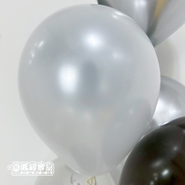 【空飄】時尚黑銀乳膠氣球串 空飄氣球