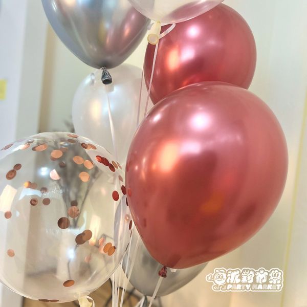 【空飄】泡沫玫瑰金乳膠氣球串 空飄氣球,生日氣球,生日佈置,氣球佈置,氦氣氣球,求婚佈置,告白氣球,婚禮佈置,週歲佈置,性別派對