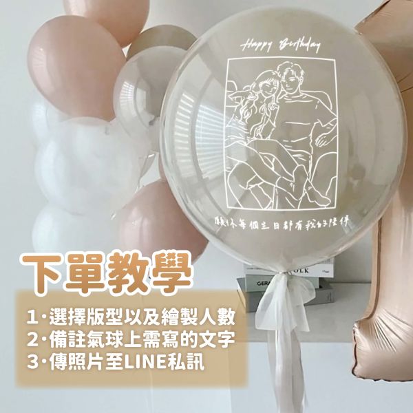 似顏繪波波球中球 波波球,派對氣球,告白氣球,氣球,求婚氣球,派對,派對佈置,生日佈置,性別派對,情人節,畢業氣球,畢業佈置,聖誕氣球,新年佈置,似顏繪波波球,客製化禮物