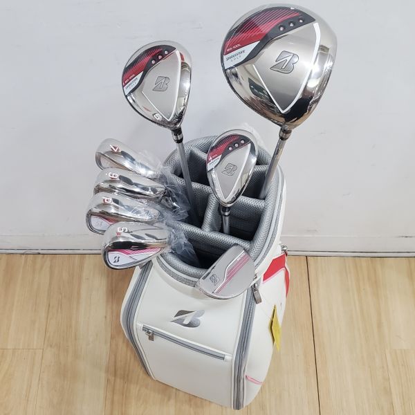 全新品 女生 女用BRIDGESTONE BG-100L(桃粉版) 13.5°/21° 開球木桿/5號球道木桿 搭配BG-100Lw 44 L桿身+29° 6號小雞腿/7,9-S(共4支)鐵桿組 搭配BG-100Li 47 L桿身+33"推桿 大全配 搭配全新球袋 