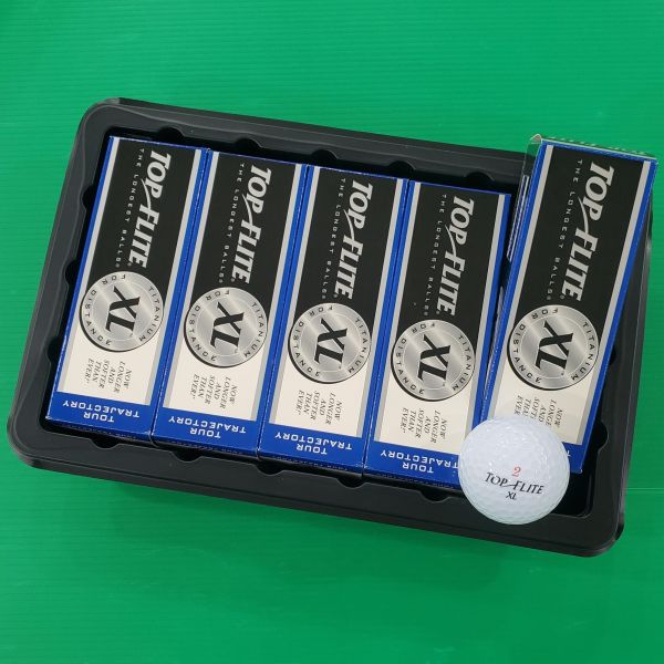 全新品SPALDING TOP FLITE XL(加量版) ᴛᴏᴜʀ ᴛʀᴀᴊᴇᴄᴛᴏʀʏ(純淨版)高爾夫球組 一組共2盒(30顆) 單(盒)共5條(15顆) 