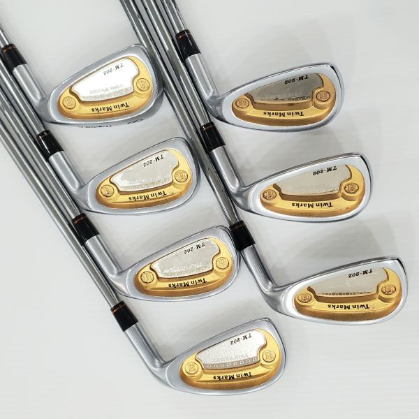 二手美品HONMA Twin Marks TM-202 F&F 3,5,7-S(共7支)鐵桿組 搭配50-148(3顆*) R桿身 