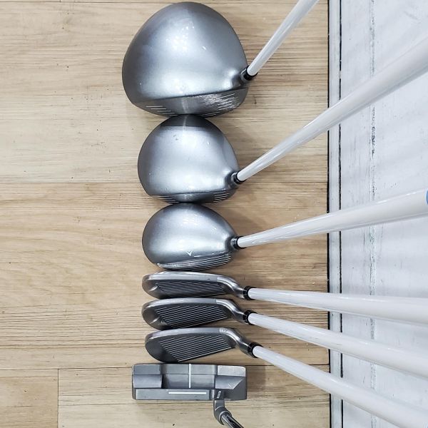 二手品 女生 女用ROYAL COLLECTION RCV S200 13/20°/25° 開球木桿/5號球道木桿/5號小雞腿/7-P(共3支)鐵桿組 搭配RCV-402 L桿身+33"推桿 搭配二手超美品RC 女用球袋 