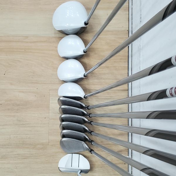 二手美品PRGR SWEEP ᴍ-𝟣𝟧 12.5°/18°/24°/29° 開球木桿/4號球道木桿/7號球道木桿/6號小雞腿/7-S(共6支)鐵桿組 搭配M-30 39/40/37/38/41 L桿身+ᴘᴛ-𝟣𝟧 32"推桿 搭配二手超美品PRGR球袋 