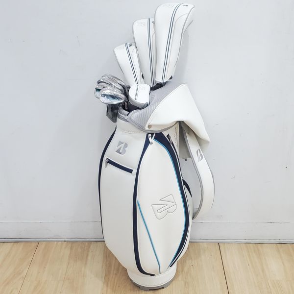 二手近新品 女生 女用BRIDGESTONE BG-100L(天藍版) 13.5°/21° 開球木桿/5號球道木桿 搭配BG-100Lw 44 L桿身+29° 6號小雞腿/7,9-S(共4支)鐵桿組 搭配BG-100Li 47 L桿身+33"推桿 搭配近全新球袋 