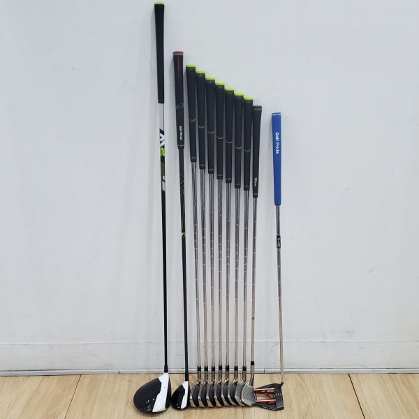 二手美品TaylorMade M2 9.5°開球木桿 搭配TM1-217 53 S桿身+19° 3號小雞腿 搭配REAX 75 S桿身+4-P(共7支)鐵桿組 搭配REAX 88 ʜʟ 88 S桿身+Wilson harmonized BeCu ʟᴏʙ ᴡᴇᴅɢᴇ 60°挖起桿 搭配原廠 S桿身+ODYSSEY EXO ꜱᴇᴠᴇɴ 35"推桿 搭配全新腳架式球袋 