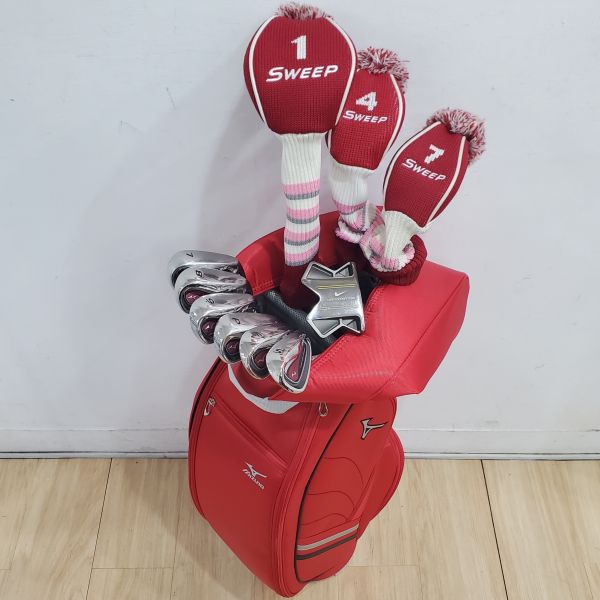 二手美品 女生 女用PRGR Sᴡᴇᴇᴘ ᴍ-𝟣𝟥/4𝟣𝟧𝟢 ᴍ-𝟣𝟥/7𝟣𝟥𝟢 ᴍ-𝟣𝟥 12.5°/18°/24° 開球木桿/4/7號球道木桿 搭配M-30 45L/45L/42.5L+Mizuno JPX A25 7-S(共6支)鐵桿組 搭配QUAD 50 L桿身+NIKE UNITIZED ARROW 33"推桿 搭配二手近全新球袋 