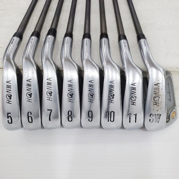 二手品HONMA LB280 5-S(共8支)鐵桿組 搭配原廠(3顆*) R-1桿身 