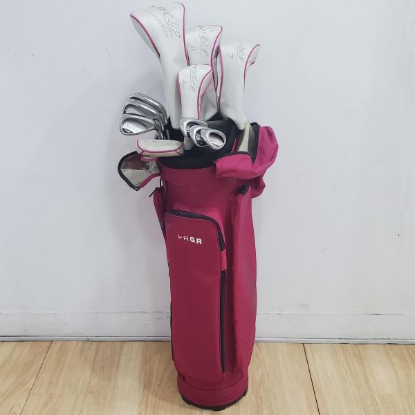 二手美品PRGR SWEEP ᴍ-𝟣𝟧 12.5°/18°/24°/29° 開球木桿/4號球道木桿/7號球道木桿/6號小雞腿/7-S(共6支)鐵桿組 搭配M-30 39/40/37/38/41 L桿身+ᴘᴛ-𝟣𝟧 32"推桿 搭配二手超美品PRGR球袋 