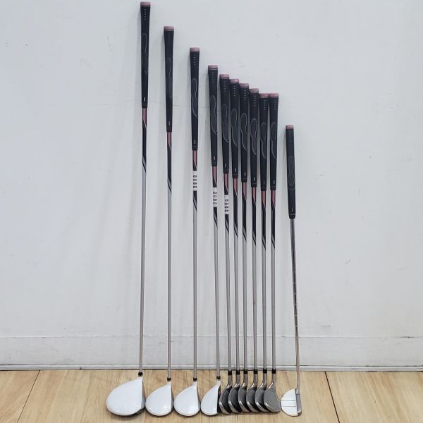 二手美品PRGR SWEEP ᴍ-𝟣𝟧 12.5°/18°/24°/29° 開球木桿/4號球道木桿/7號球道木桿/6號小雞腿/7-S(共6支)鐵桿組 搭配M-30 39/40/37/38/41 L桿身+ᴘᴛ-𝟣𝟧 32"推桿 搭配二手超美品PRGR球袋 