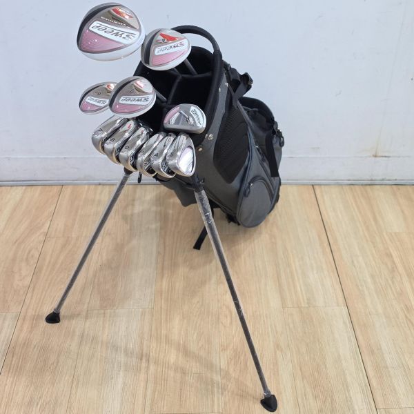 二手近新品 女生 女用PRGR sweep ᴍ-𝟣𝟧 11.5°/18°/24°/29° 開球木桿/4號球道木桿(𝟣𝟧𝟢)/7號球道木桿(𝟣𝟥𝟢)/6號小雞腿(𝟣𝟣𝟢)/7-S(共6支)鐵桿組 搭配M-30 39/40/37/38/43-39 L桿身+ᴘᴛ-𝟣𝟧 32"推桿 9成新近全新(共11支) 搭配全新類牛仔布腳架式球袋 