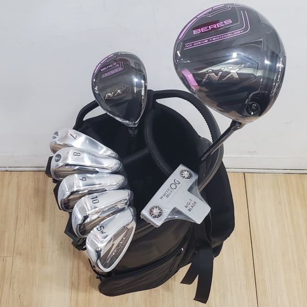 全新品 女生 女用HONMA BERES NX 11.5°開球木桿 搭配VIZARD ꜰᴏʀ NX 37 39.5 L桿身+25° 5號小雞腿 搭配VIZARD ꜰᴏʀ NX 37 41 L桿身+7-S(共5支)鐵桿組 搭配VIZARD ꜰᴏʀ NX 37 42 L桿身+ODYSSEY BIG-T BLADE 33"推桿 搭配全新腳架式球袋 