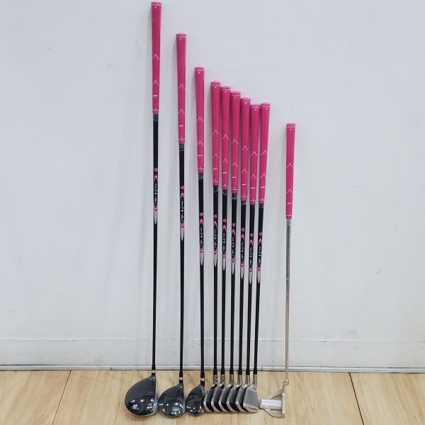 全新品 女生 女用WORLD EAGLE FL-01 V2 13°/20°/24° 開球木桿/4號球道木桿/5號小雞腿/6-S(共6支)鐵桿組 搭配Flower Oj L桿身+33"推桿 搭配全新WORLD EAGLE女用球袋 