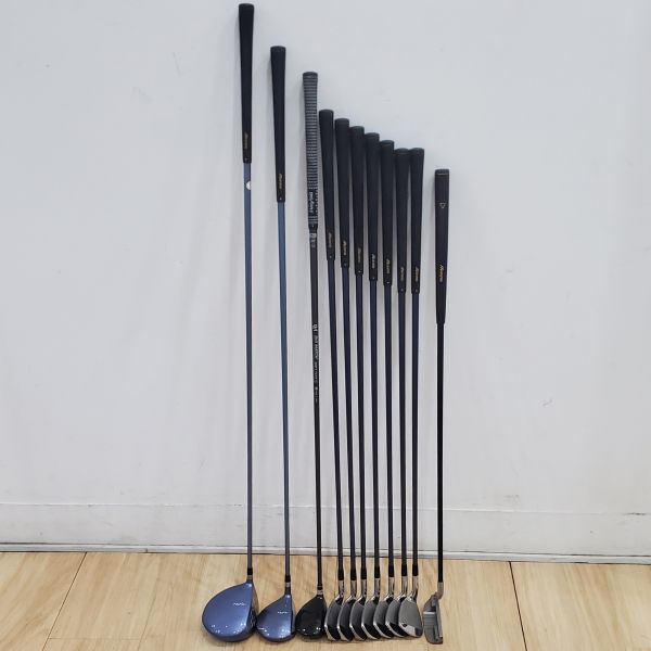 二手美品 女生 女用Mizuno efil 14°/20° 開球木桿/4號球道木桿 搭配原廠 L桿身+BIG APPLE GOLF HRC-40 18° 5號小雞腿 搭配BIO MATCH L桿身+5-S(共7支)鐵桿組 搭配 L桿身+9712 34"推桿 搭配全新腳架式球袋 