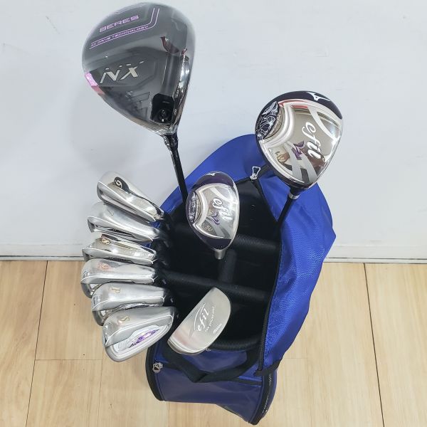 全新品 女生 女用HONMA BERES NX 11.5°開球木桿 搭配VIZARD ꜰᴏʀ NX 37 39.5 L桿身+二手美品Mizuno efil VI 19°/27° 5號球道木桿/5號小雞腿/6-S(共6支)鐵桿組 搭配原廠 44 L桿身+32"推桿 搭配二手球袋