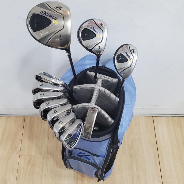 二手美品kasco DiMPALS VI 10.5°/16°/19° 開球木桿/3號球道木桿/4號小雞腿/5-S(共7支)鐵桿組 搭配原廠 54 R桿身+ROCKETS 33"推桿 搭配kasco球袋 