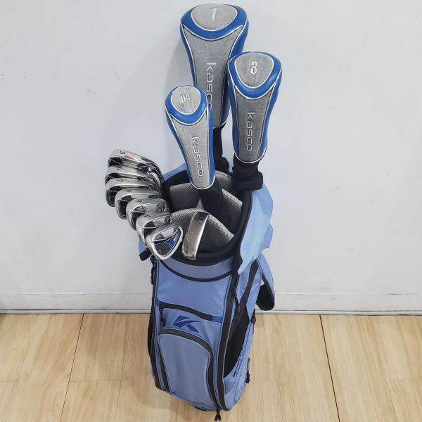 二手美品kasco DiMPALS VI 10.5°/16°/19° 開球木桿/3號球道木桿/4號小雞腿/5-S(共7支)鐵桿組 搭配原廠 54 R桿身+ROCKETS 33"推桿 搭配kasco球袋 