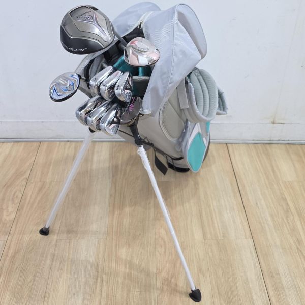 二手美品 女生 女用TaylorMade JET SPEED 13ʜʟ°開球木桿 搭配TM1-314 45 L桿身+Callaway LEGACY V 20.5° 5號球道木桿/7-S(共6支)鐵桿組 SPEED METALiX Z 𝟦𝟢ᴡ/𝟦𝟧ɪ 40/39 L/A桿身+HONMA Be ZEAL 𝟧𝟤𝟧 28° 小雞腿 搭配VIZARD ᴇᴘᴛ-tech 𝟦𝟥 38.5 L桿身+YES! 𝓜𝓪𝓻𝓲𝓵𝔂𝓷 ᴘɪɴᴋ 32"推桿(共10支) 搭配全新腳架式球袋 