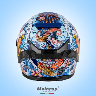 【極度風速】Motorax R50s 彩繪 招財貓 全罩式安全帽 競技 摩雷士 藍色 