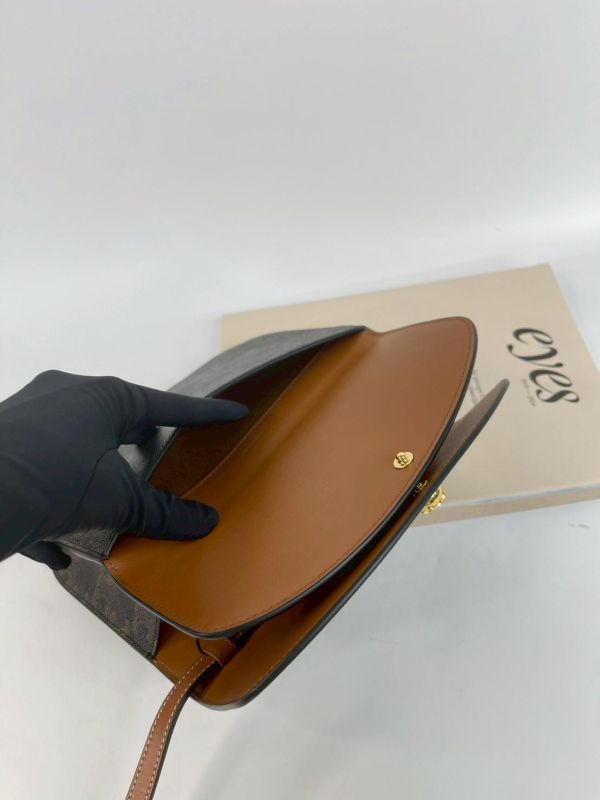 【99成新】CELINE DUO標誌印花及牛皮飾邊WOC 