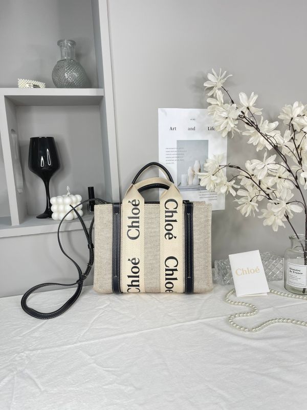 【分期0利率】Chloé 背帶款小號 Woody Tote Bag 深藍色【99成新】 