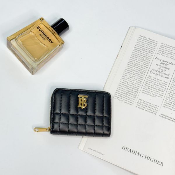 【12期0利率】BURBERRY Lola 衍縫拉鍊零錢包 黑/淡金扣【95成新】 