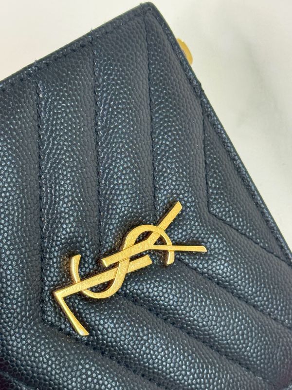 【分期0利率】YSL 魚子醬照片夾層兩折短夾【99成新】 