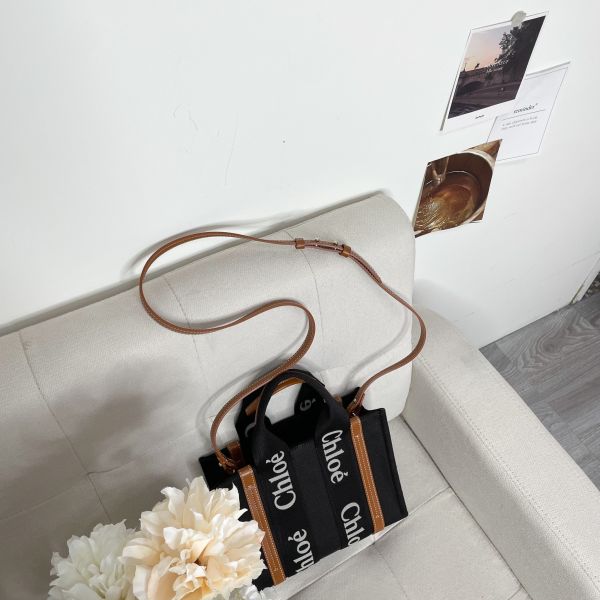 【12期0利率】【全新品】Chloé 刺繡背帶款小號Woody Tote Bag 撞色款【現金價27800】 