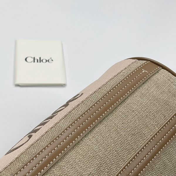 【12期0利率】【全新品】Chloé  WOODY 亞麻拼接皮革圓筒包 