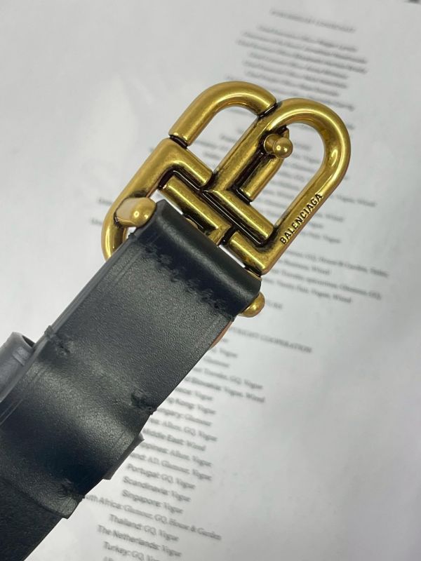 【全新品】BALENCIAGA 復古BB LOGO 25MM 皮帶 