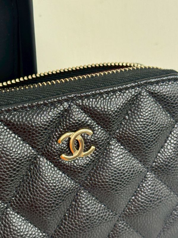 【分期0利率】CHANEL 顆粒牛皮L行拉鍊短夾【全新品】 