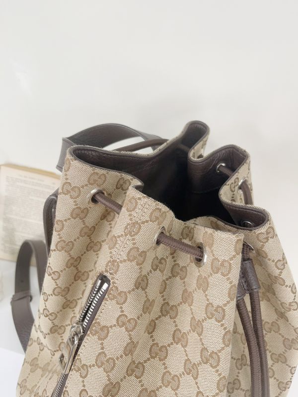 【分期0利率】GUCCI 老花束口水桶後背包【85成新】 