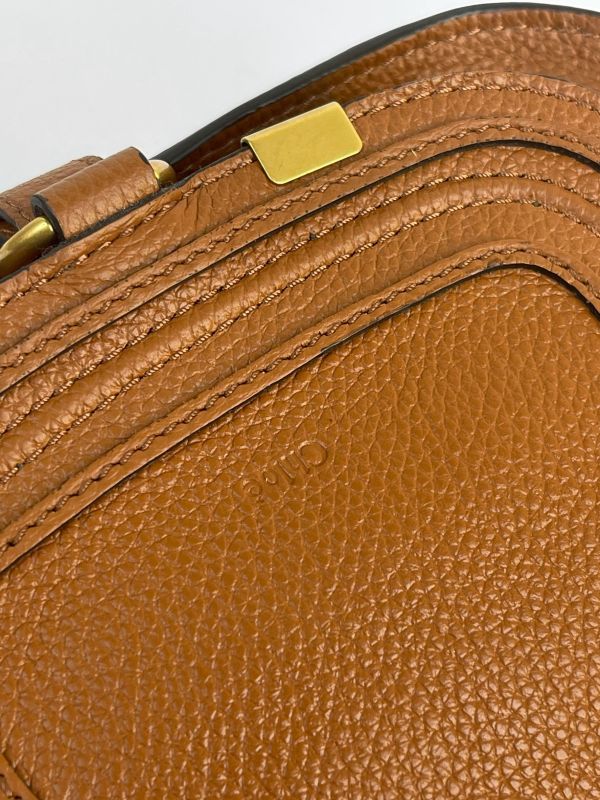 【95成新】CHLOE Marcie 粒面牛皮翻蓋迷你馬鞍斜背包 