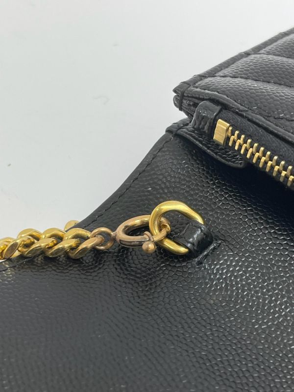 【95成新】YSL WOC 魚子醬鍊包黑金 19.5CM 