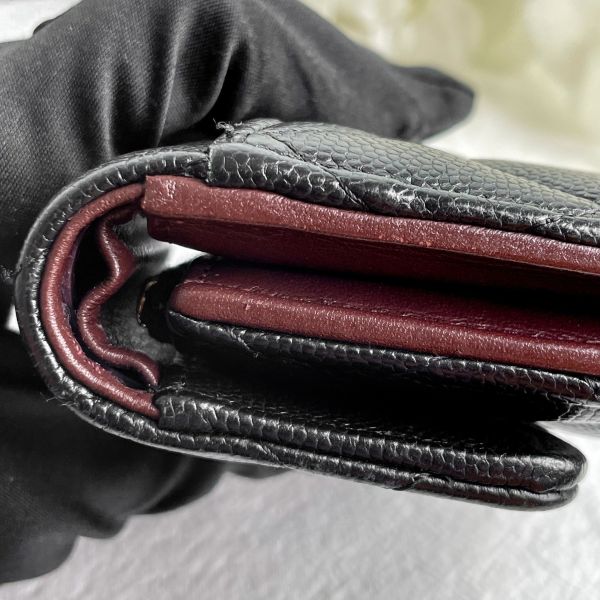 【9成新】【12期0利率】CHANEL 三折短夾 牛皮黑/淡金 