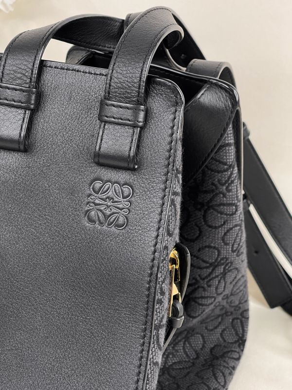 【分期0利率】LOEWE 皮革拼接帆布吊床包 【95成新】 