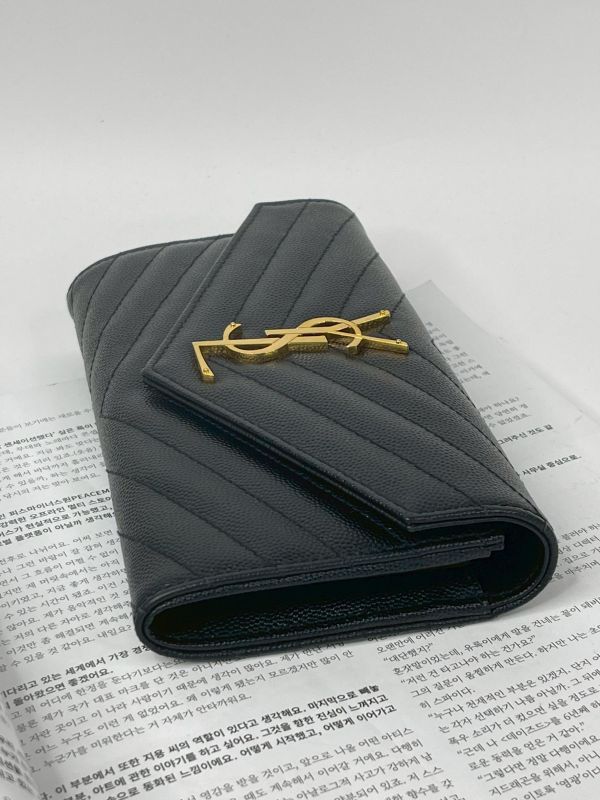 【95成新】YSL MONOGRAM 魚子醬信封長夾 