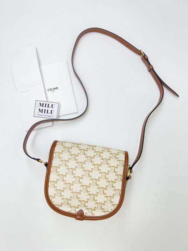 【95成新】CELINE Triomphe帆布中型Folco手袋 