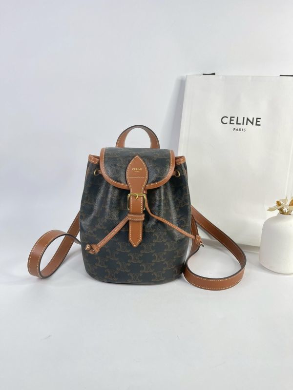 【9成新】CELINE Triomphe帆布及小牛皮迷你型FOLCO背包 