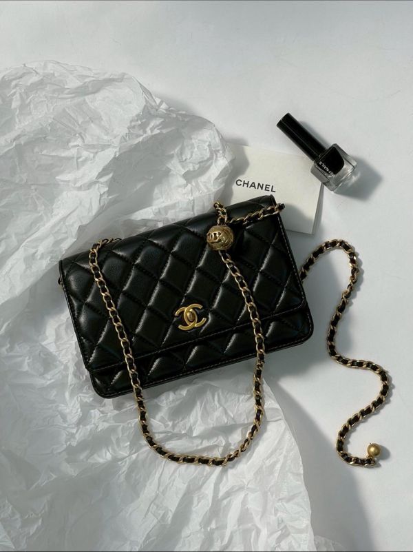 【95成新】CHANEL 羊皮金球 WOC 