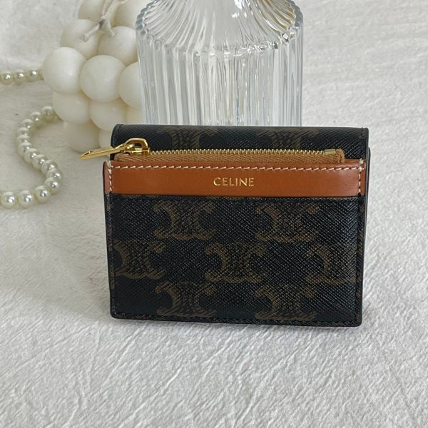【12期0利率】CELINE TRIOMPHE標誌印花短款零錢包【24年1月台灣購證】【9成新】 