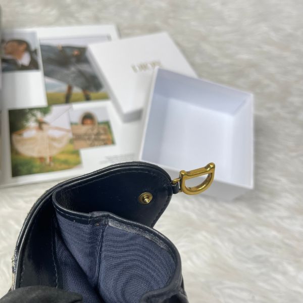 【12期0利率】DIOR SADDLE LOTUS 老花三折短夾【21年1月台灣購證】【9成新】 