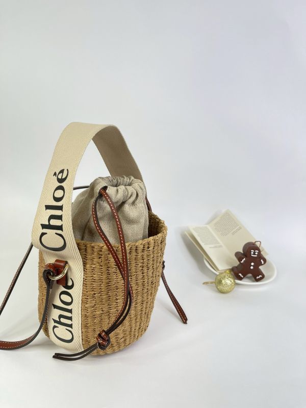 【分期0利率】Chloe 草編束口圓筒包【9成新】 