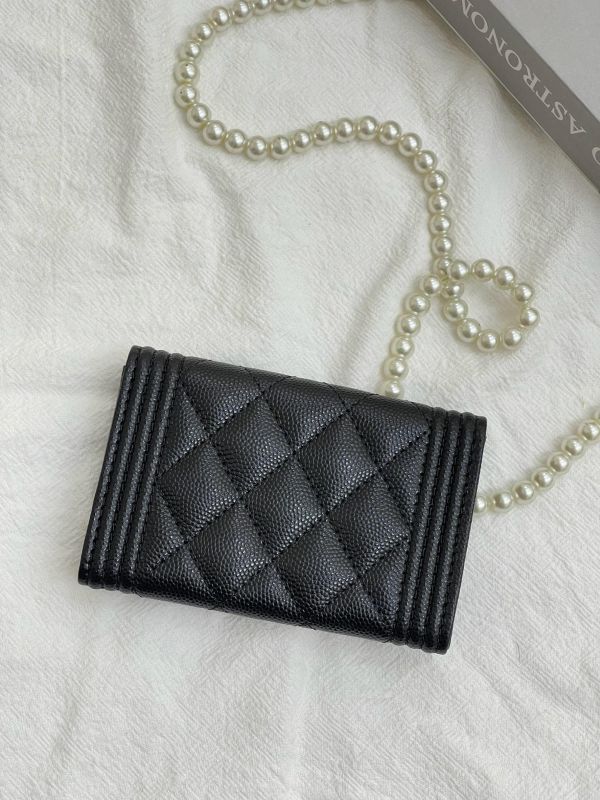 【99新】CHANEL BOY翻蓋零錢卡包 