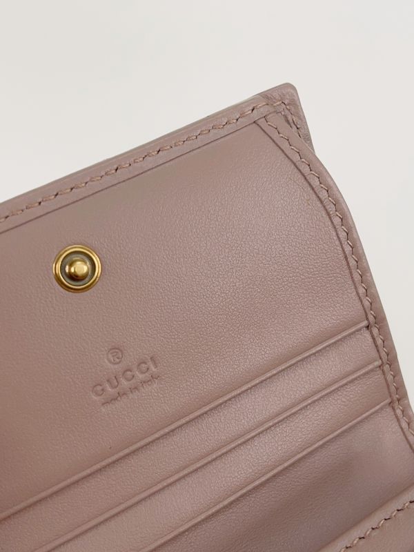 【分期0利率】GUCCI Marmont 愛心兩摺拉鍊零錢袋短夾 奶茶色【全新品】 